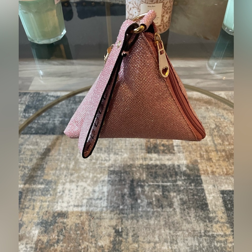 Pink Glittery Mini Handbag Wristlet - Picture 2 of 4